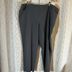 Roz & Ali Womens Straight Leg Pull On Dress Pants High Rise Gray Size 24